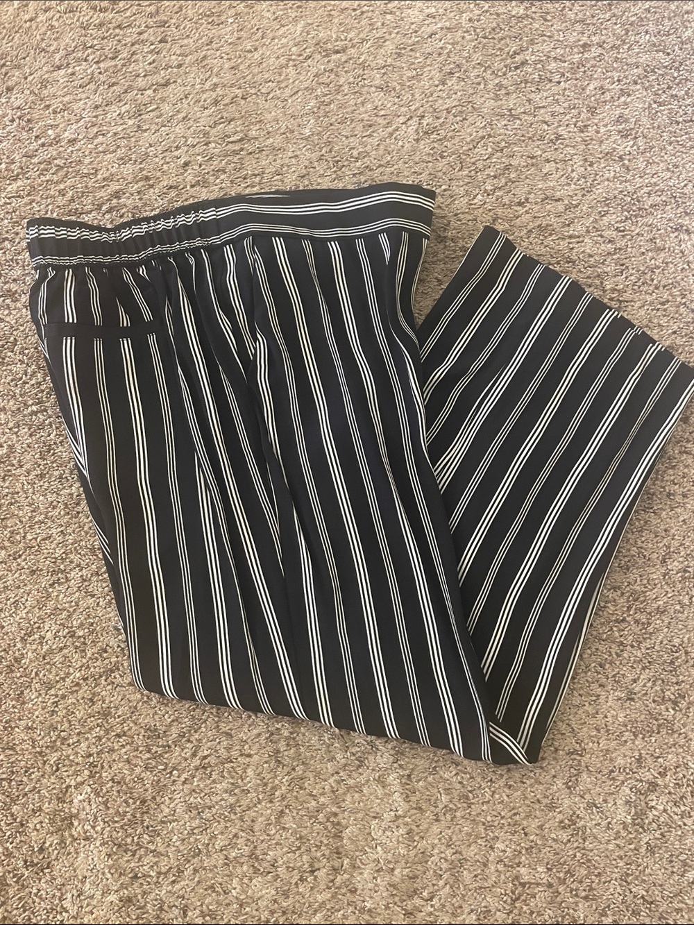 LOFT Black Pinstripe Pull-On Trousers (MP)